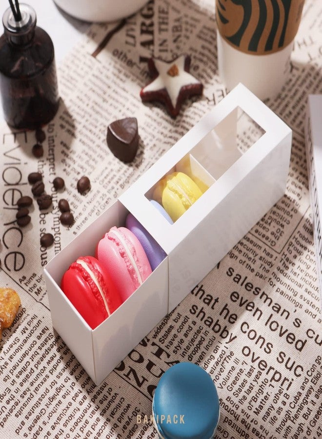 BAKIPACK 30 Macaron Boxes for 4 or 5 Macarons White Macaron Gift Boxes, Candy Boxes, Macarons Box with Clear Window (Interior Measurement 4.8" x 1.9" x 1.9" without Macaron inside) - Image 4